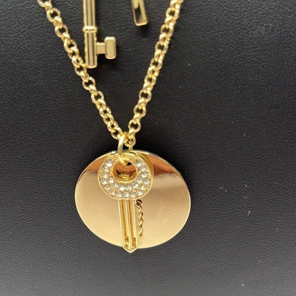 Key-Heart- Necklaces Layered Necklace Gold Tone with Rhinestones 🔑 ❤️ Necklace - Picture 6 of 14